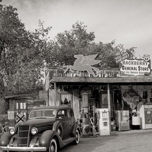 Route 66 Photo, Hackberry Arizona General Store, Black White Photography, American West, Rustic Decor