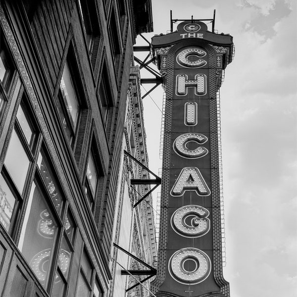 Chicago Sign, The Chicago Theatre, Chicago ILL, Movie Theatre, Movie Lovers Poster, Movie Buff Gift, Film Student Gift, Movie Signage