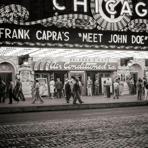 Chicago Photo, Theatre, Chicago Illinois, Gift for Movie Lovers, Entertainment Room Decor, Marquee, Meet Jane Doe, City Wall Art, 1941