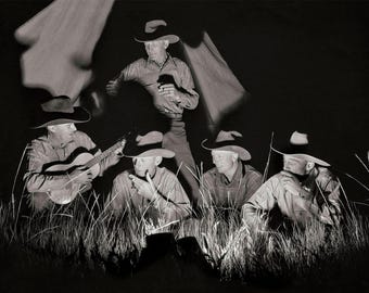 1939 Cowboy Campfire Photo: Vintage Western Art Print