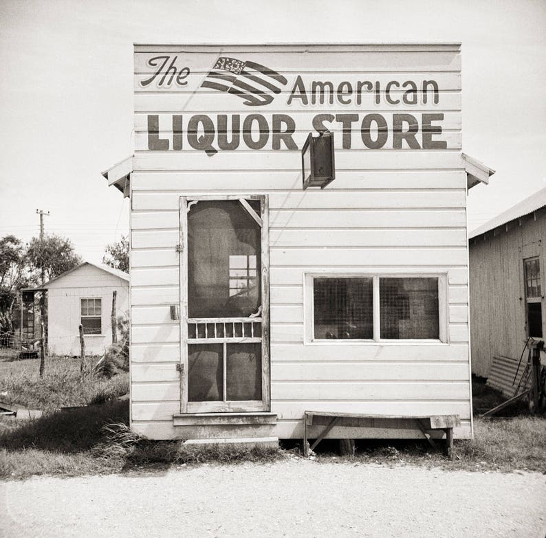 Bar Art, Palacios, Texas, Art Print, Black & White Photo, American Liquor, Beverage Decor, Country Photo Wall Decor, Southwest US, 1943 image 1