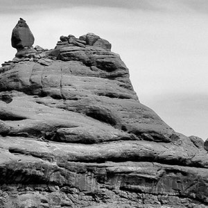 Cairn Photo, Balanced Rock Photography, Stone Photo, Arches National Park, Utah, Nature Photography, Black White Photography, Wall Art image 3