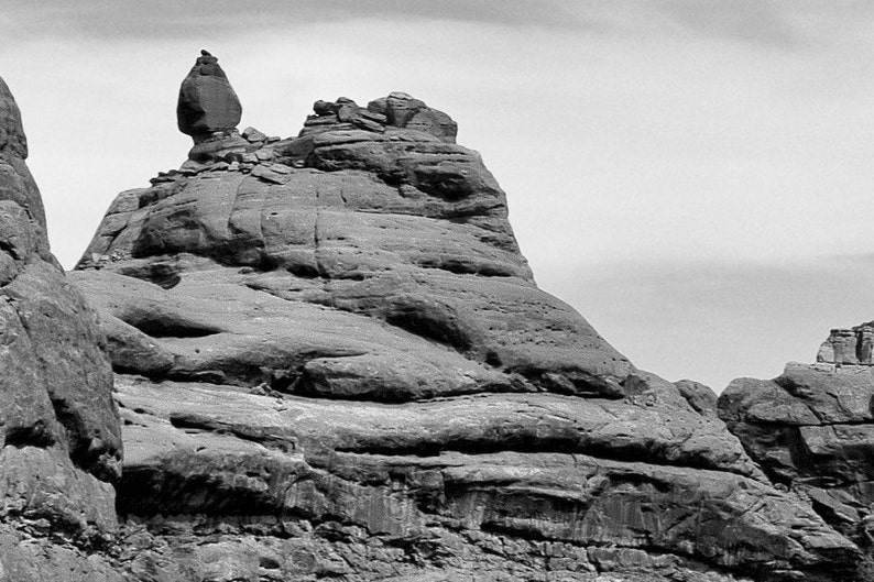 Cairn Photo, Balanced Rock Photography, Stone Photo, Arches National Park, Utah, Nature Photography, Black White Photography, Wall Art image 3