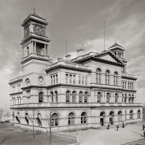 Old Memphis TN Photo, Custom House and Post Office, Memphis Tennessee Historical Photo, Wall Art, Home Decor, Black White, Early 1990s