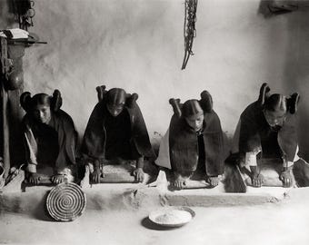 Hopi Women Vintage Photograph - Native American Black and White Print