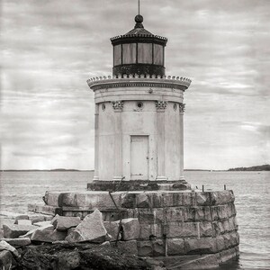 New England Lighthouse Photo Collection, 4 Prints, Cottage Wall Art, Coastal Decor, Nautical Theme, Beach House, Black & White, Photo Set image 5