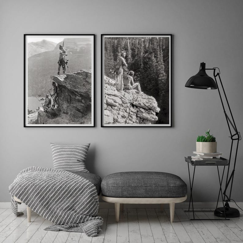 Blackfoot Indian Photography by Roland Reed, 1910, Set of Two Prints image 2