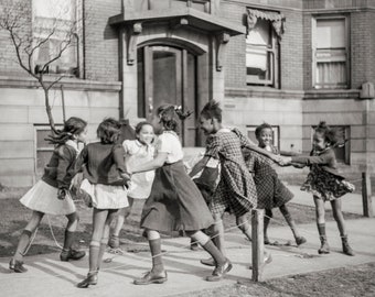 African American Girls Playing, Chicago, Illinois, Photography, Black Art, Large Photo Prints, Decor, Edwin Rosskam, Photographer, 1941