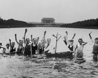 Washington DC Photo, Tidal Basin, Lincoln Memorial, American History, Photography, Print, Black and White, Gift for Friends