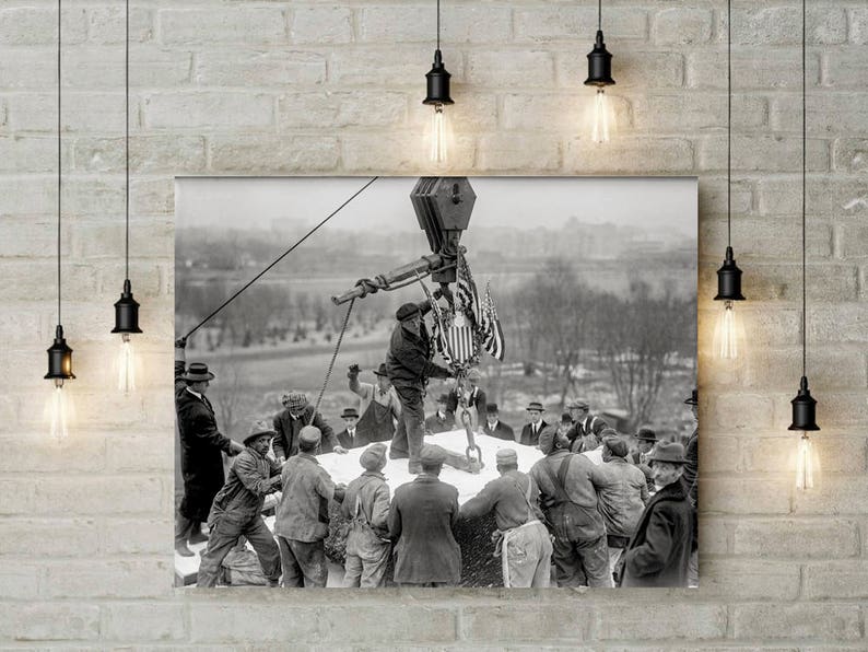 Old Washington DC Photograph, Laying Cornerstone for Lincoln Memorial, City Decor, 1915, Black and White Photo Print image 1