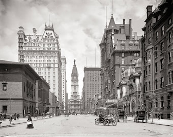 Philadelphia Vintage Photo Print, Broad & Spruce Streets (Early 1900s)