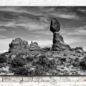 Cairn Photo, Balanced Rock Photography, Stone Photo, Arches National Park, Utah, Nature Photography, Black White Photography, Wall Art image 1