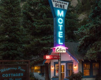 Whispering Pines Motel Photo: Vintage Neon Sign, Estes Park Print