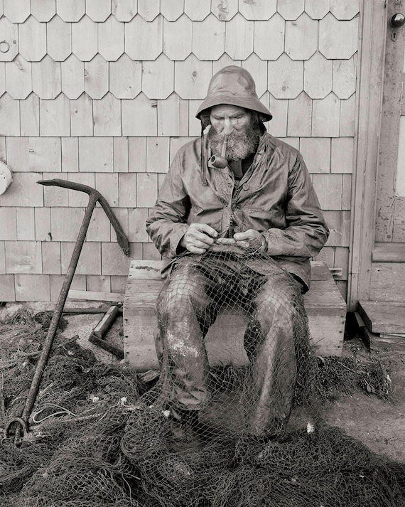 Cape Ann Fisherman Photo: Vintage New England Coastal Art Print