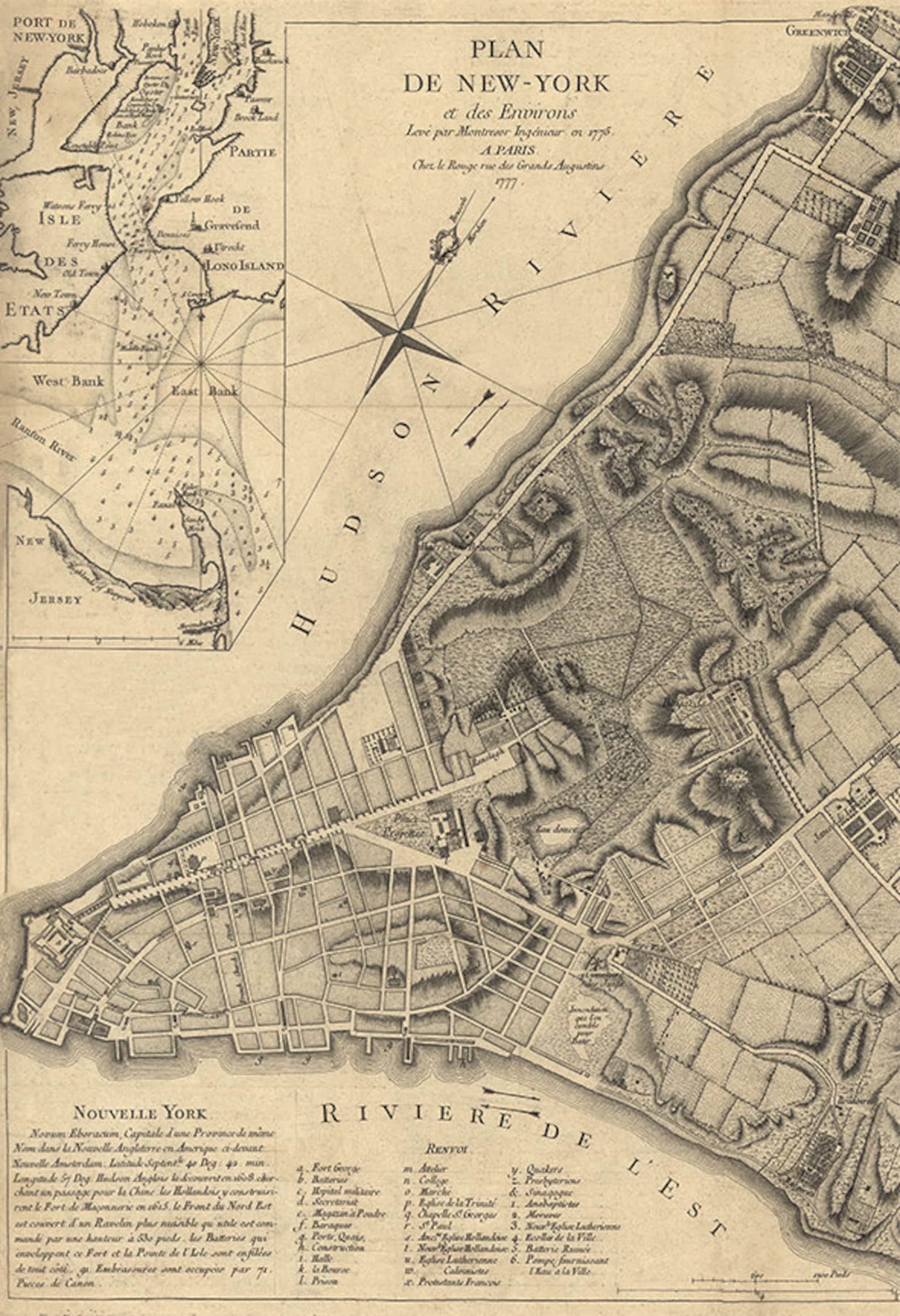 Printable New York Map 1700s