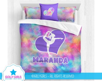 Personalized Gymnastics Comforter Set | Custom Gymnastics Bedding | Gymnastics Room Decor | Monogrammed Gymnastics Gift | Vibrant Watercolor