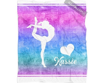 Personalized Gymnastics Blanket | Monogrammed Gymnastics Bedding | Custom Gymnastics Fleece Blanket | Girl's Gymnastics Gift | Forever Love