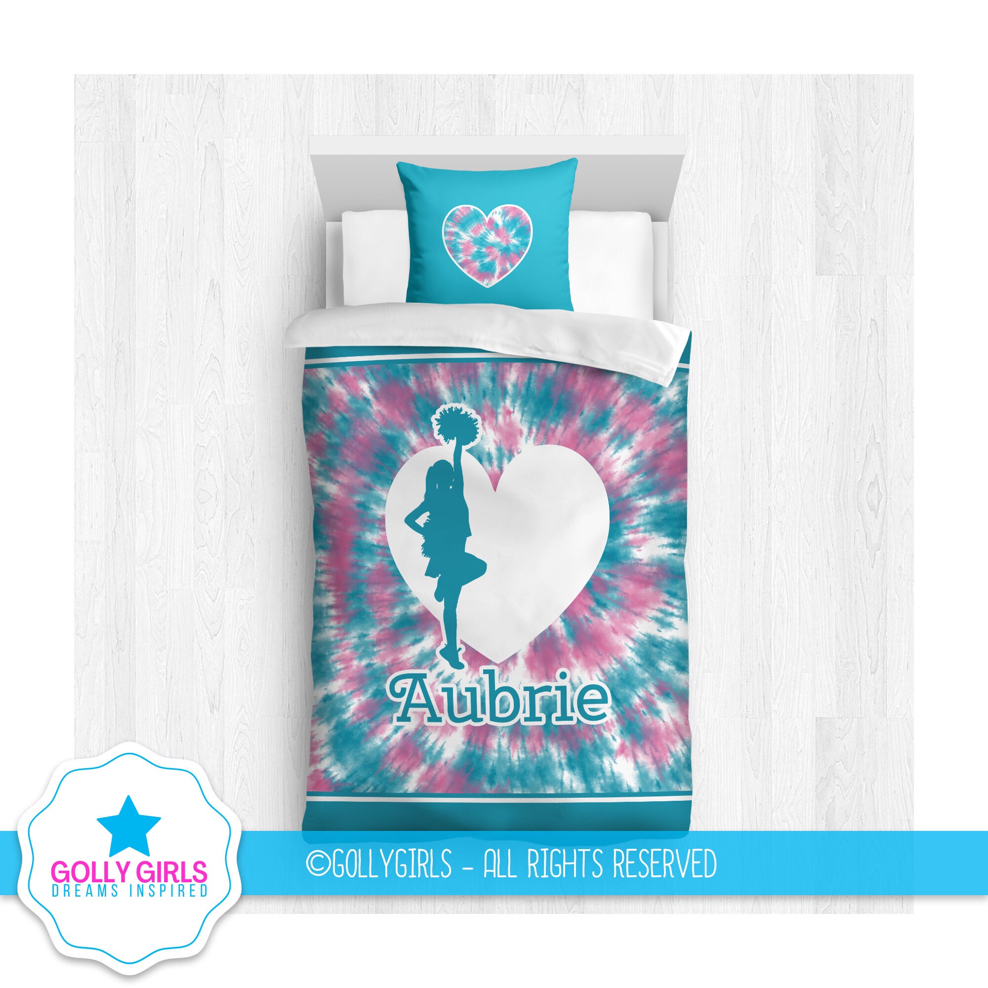 Personalized Cheerleading Comforter Set Custom Cheerleading Bedding Cheerleading Room Decor