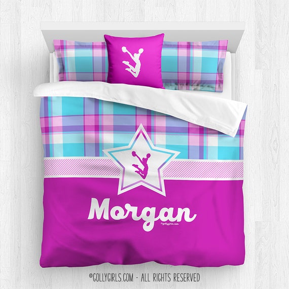 Personalized Cheerleading Comforter - Pink Purple Plaid Bedding Personalized Cheerleading Comforter - Pink Purple Plaid Bedding