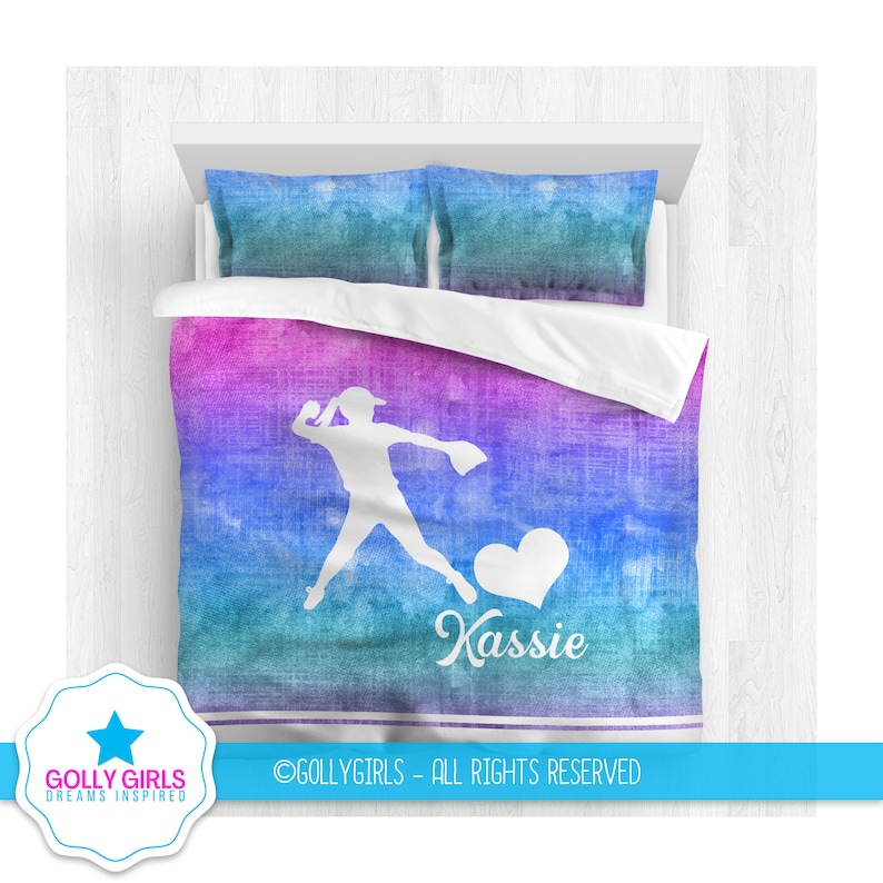 Personalized Softball Comforter Set Custom Softball Bedding Softball