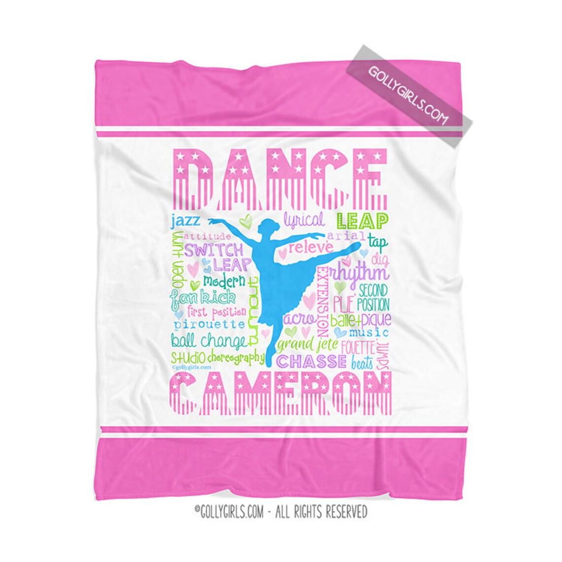 Personalized Dance Blanket Monogrammed Dance Bedding Custom Dance