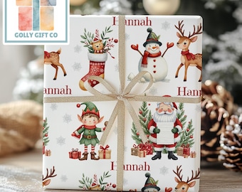 Personalized Santa and Friends Christmas Wrapping Paper - Your Name Christmas Gift Wrap - Custom Gift Wrap for Christmas