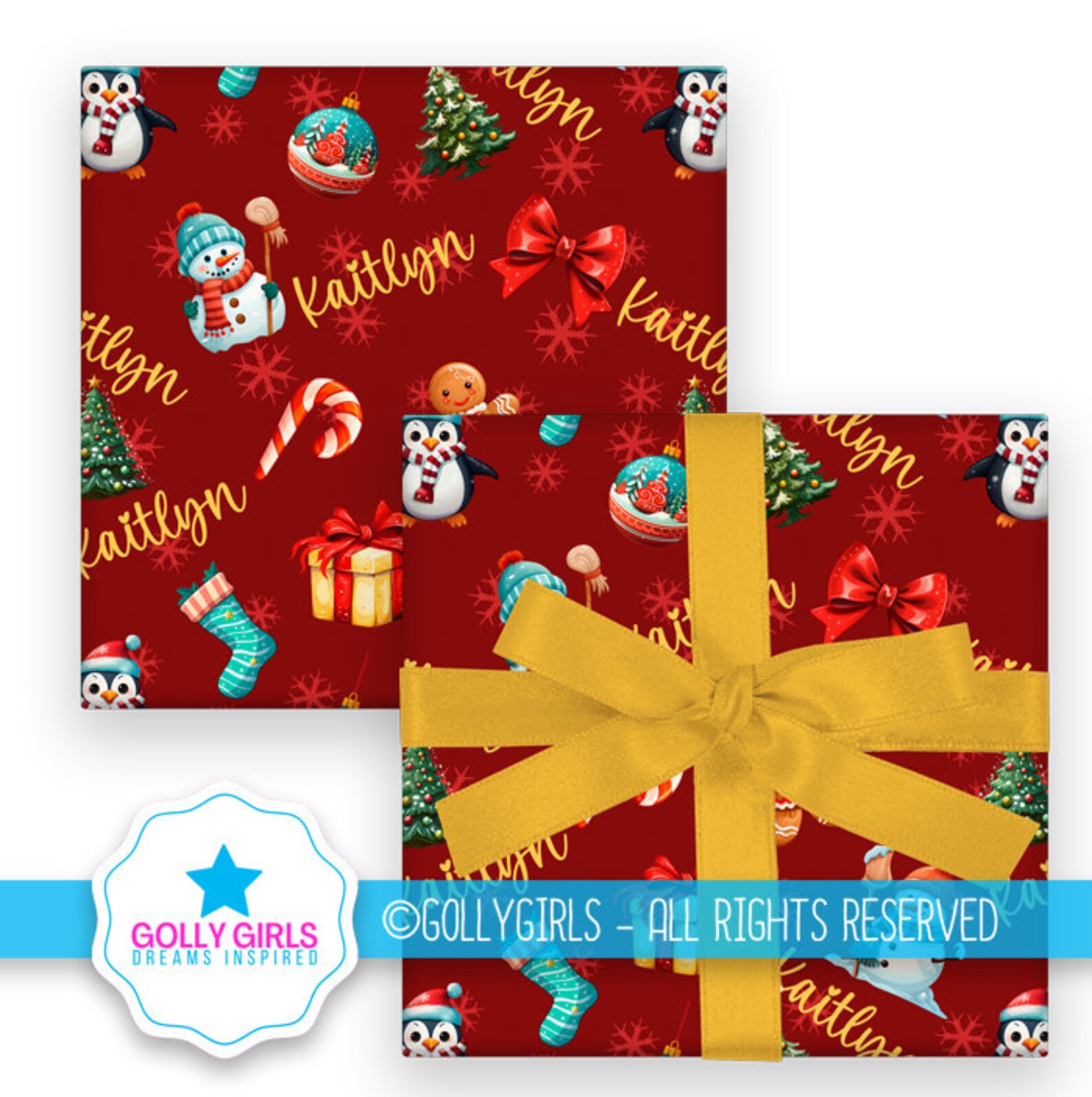 Personalized Christmas Gift Wrapping Paper Your Name Christmas Custom