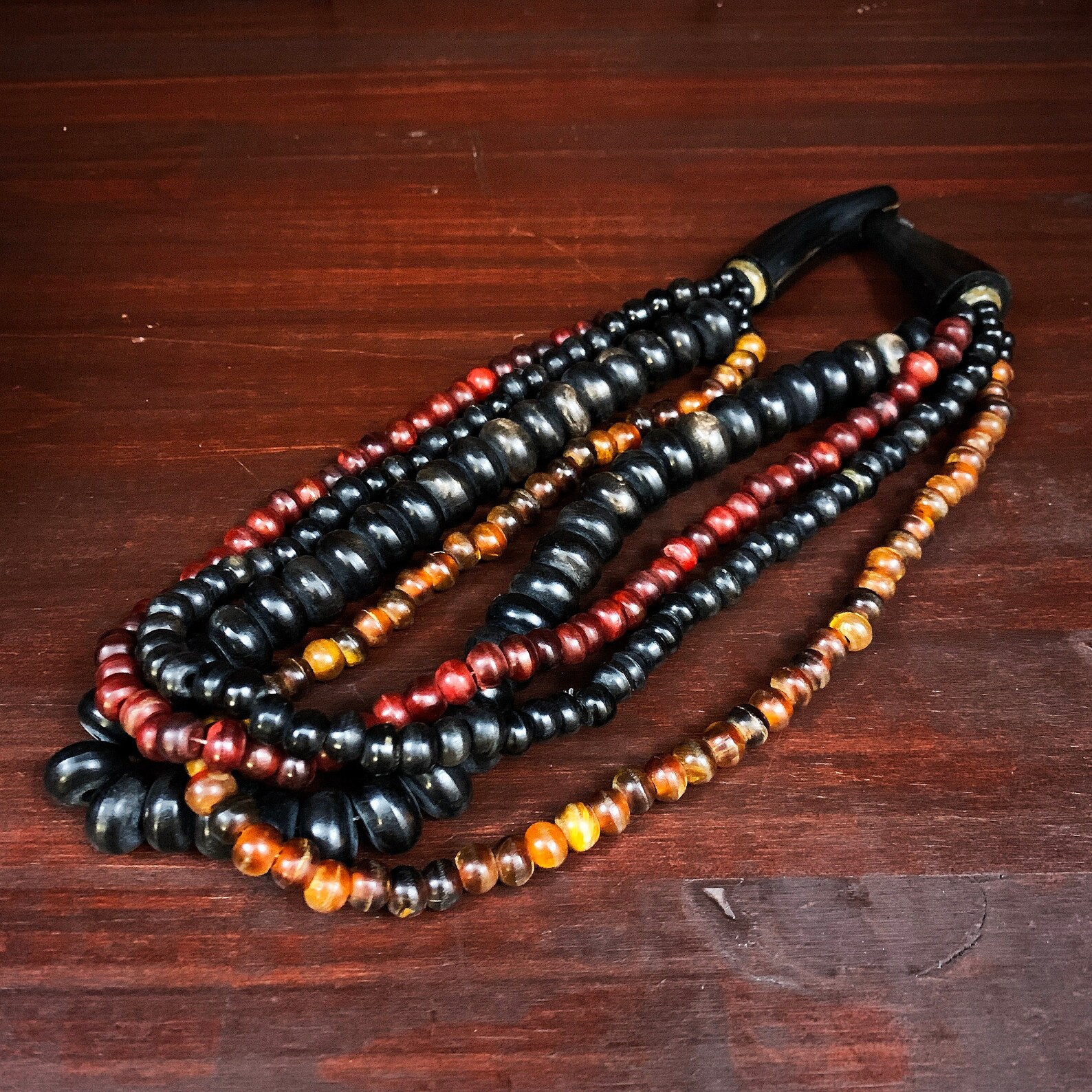 Horn Beads Necklace MultiStrands Ethnic 20.5 Etsy