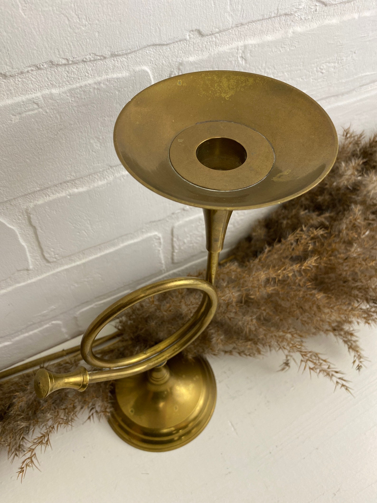 Vintage Candlestick Holder French Horn Trumpet 10 Etsy