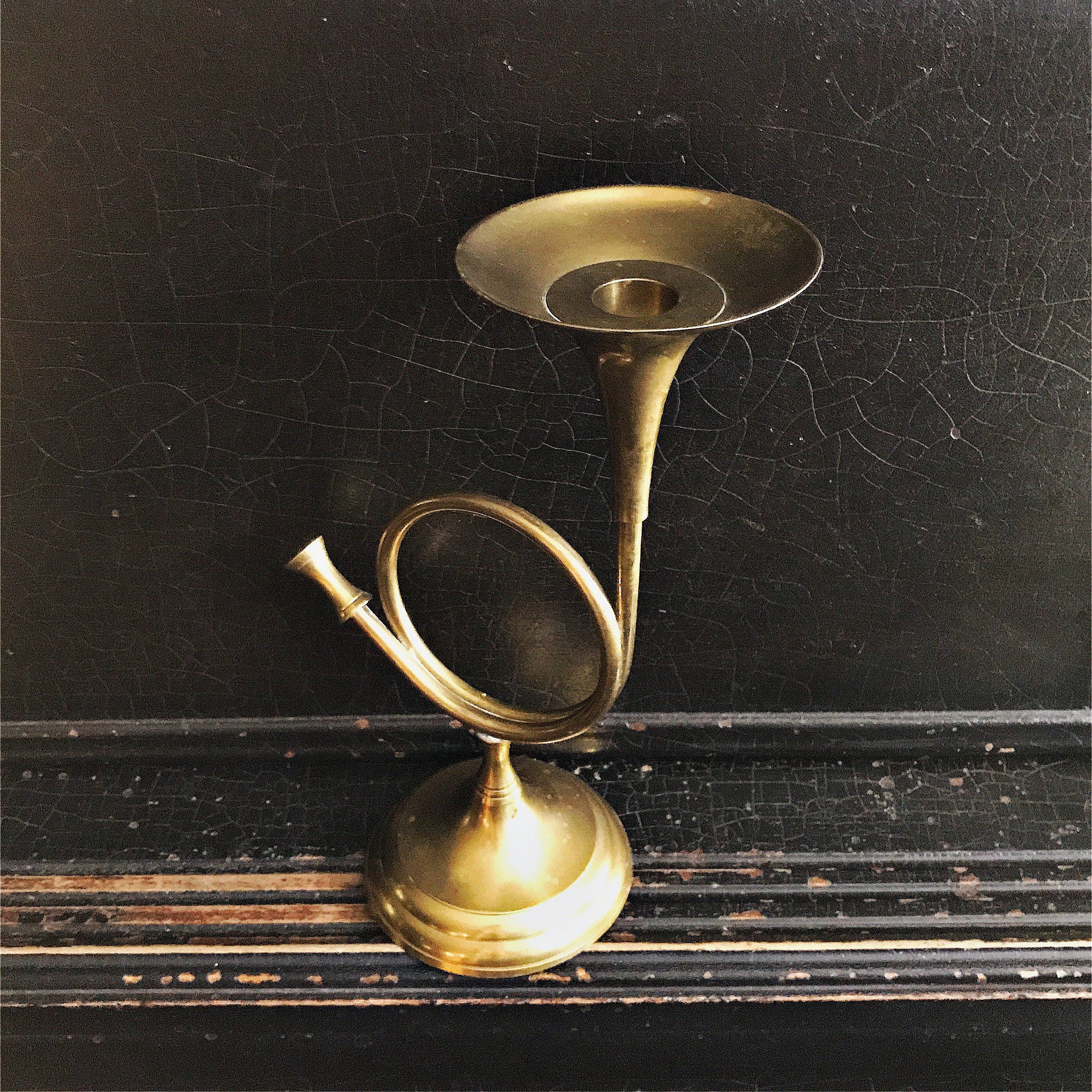 Vintage Candlestick Holder French Horn Trumpet 10 Etsy