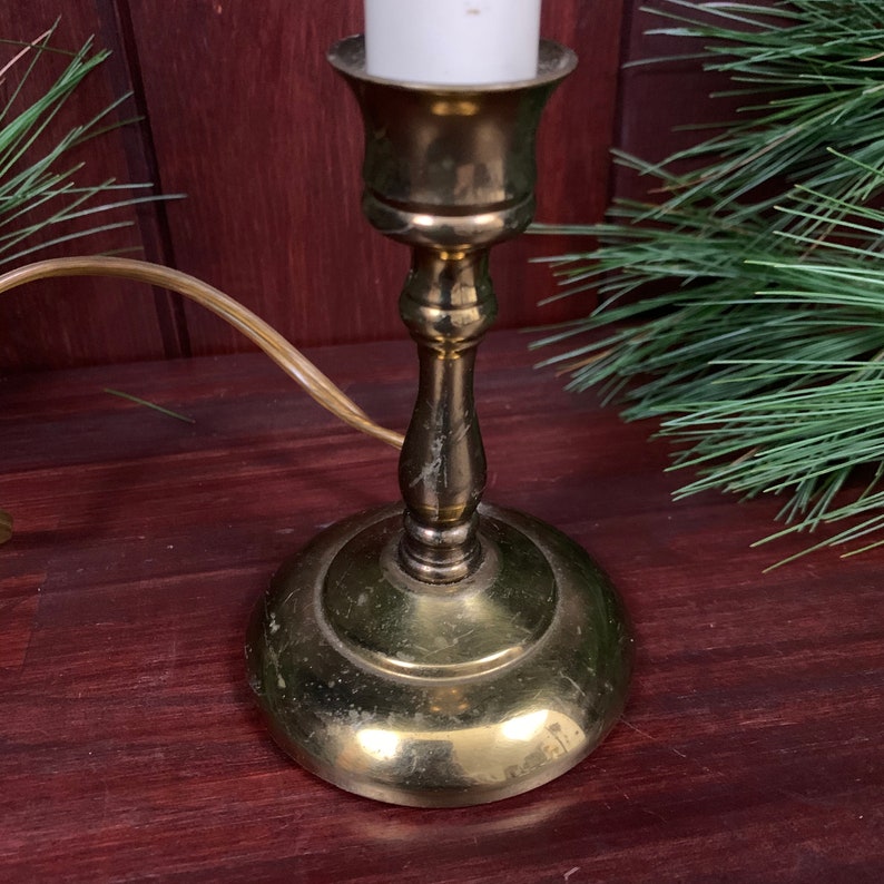 Vintage Electric Brass Candlestick Candlestick Light Faux Etsy