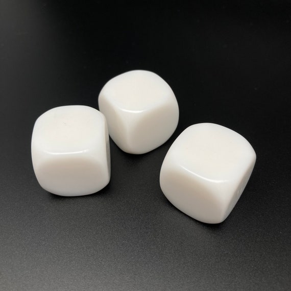 Blank Dice 19mm Acrylic White Rounded Corners 