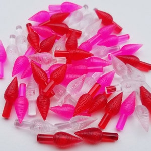 Medium &quot;Red, Pink & Clear&quot; Valentine&#39;s Mix Ceramic Christmas Tree Light Pegs / Bulbs - 50 or 100 Piece