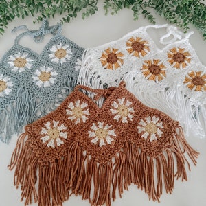 Flower halter top - kids crochet top