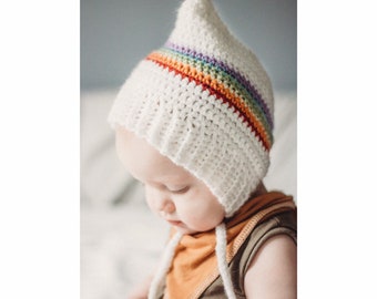 Remy bonnet / retro rainbow bonnet / crochet bonnet