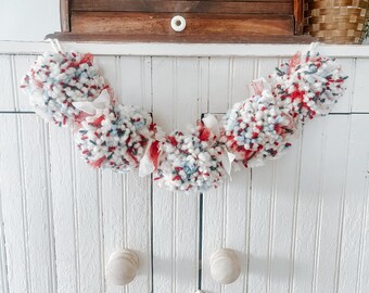 4th of July Garland, Pom Pom garland, whimsy