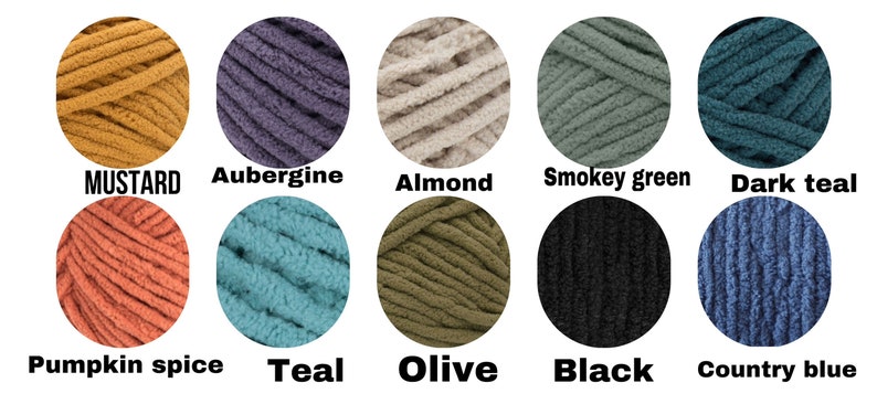 Puede incluir: Una colecci&oacute;n de 10 colores de hilo, incluyendo mostaza, berenjena, almendra, verde ahumado, azul oscuro, especias de calabaza, azul verdoso, oliva, negro y azul campo.