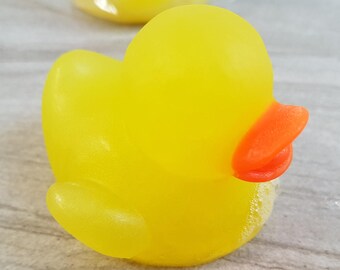 Baby Duck Soap, Rubber Ducky Pool Party Favors, Duckie Theme Gift, Kids Bath Toy, 3D Animal Soap, Bird Décor, Yellow Glycerin Soap (2 oz)