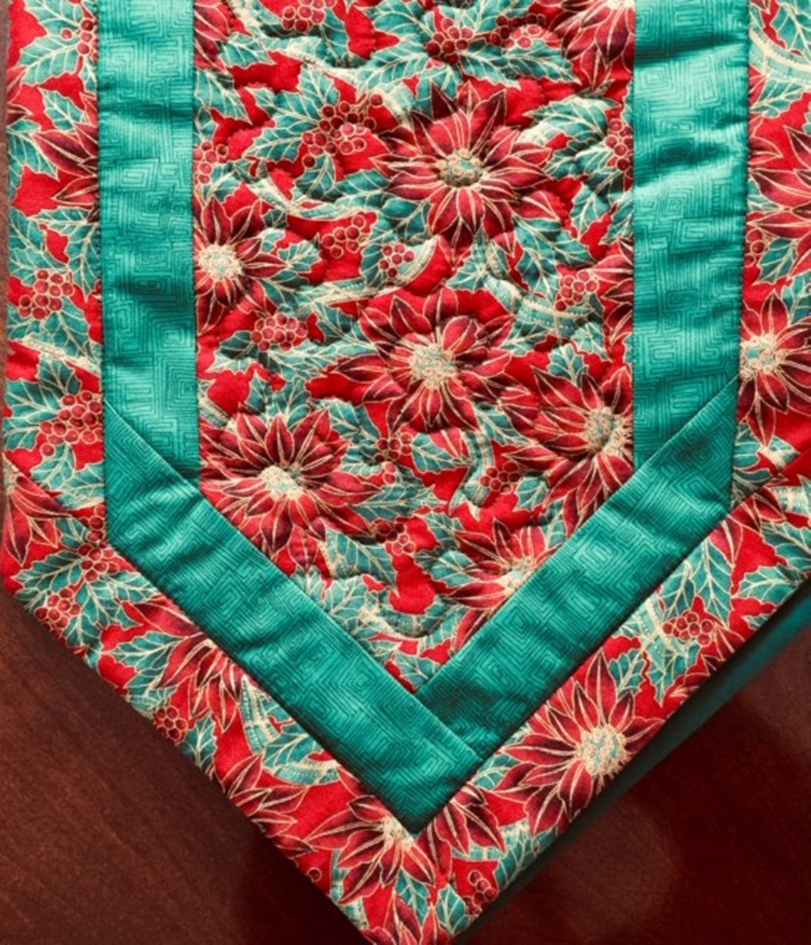 50 Inch Quilted Christmas Runner Handmade Christmas Table Etsy