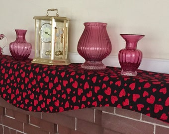 Valentine's Day Fireplace Mantel Scarf - 60x17" Red Rose Flowers Romantic Mantle Cover