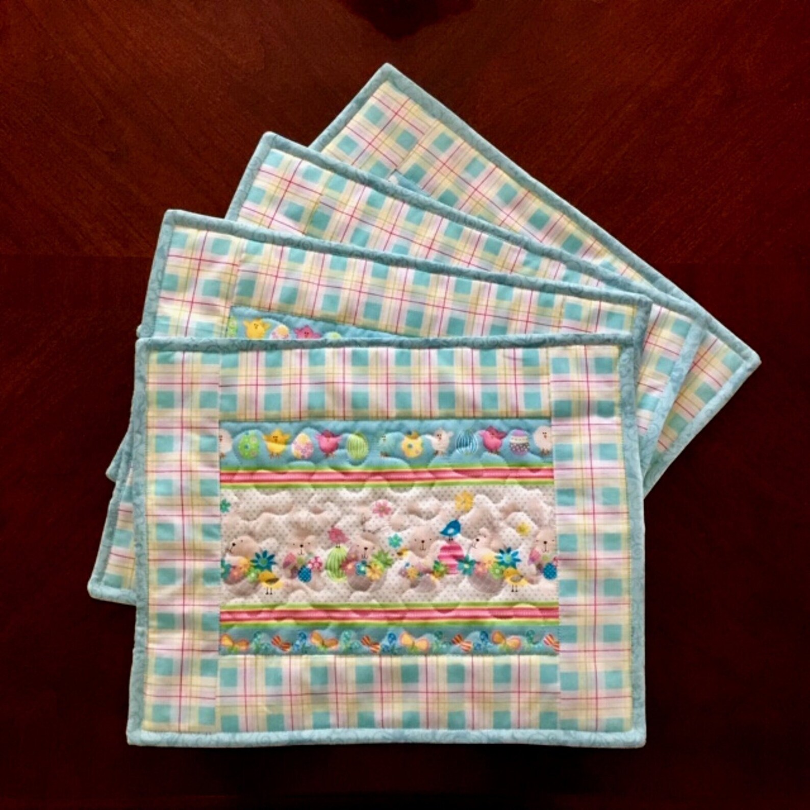 Set of Two Quilted Easter Placemats Handmade Quilted Easter Etsy