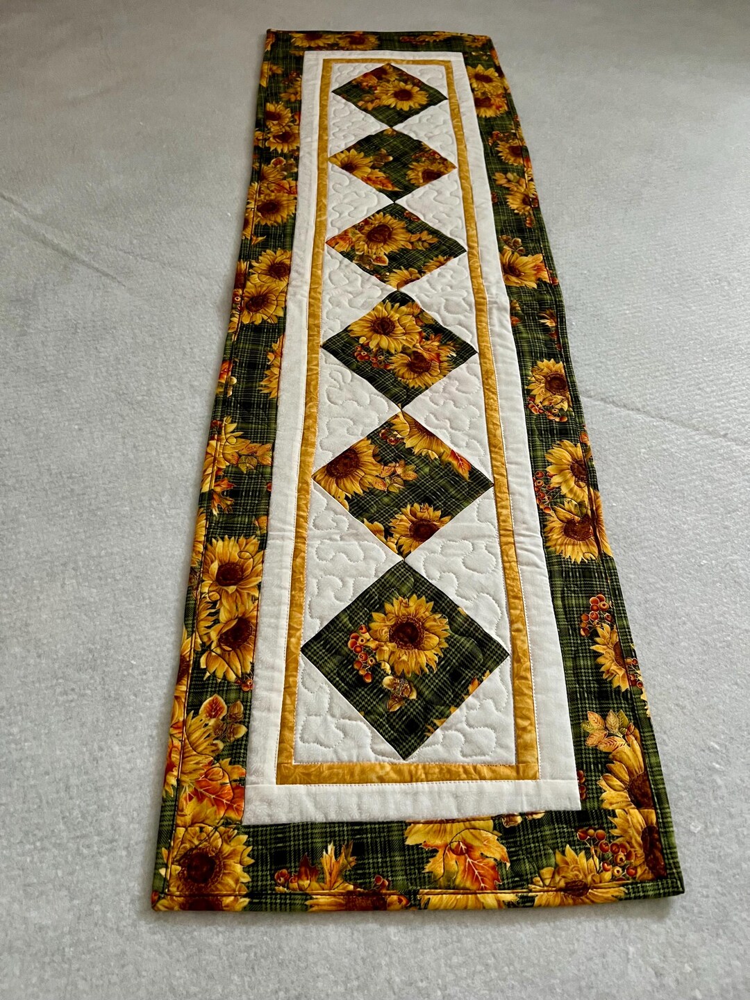 Handmade Quilted 44 Inch Sunflower Table Runner, Sunflower Runner for ...
