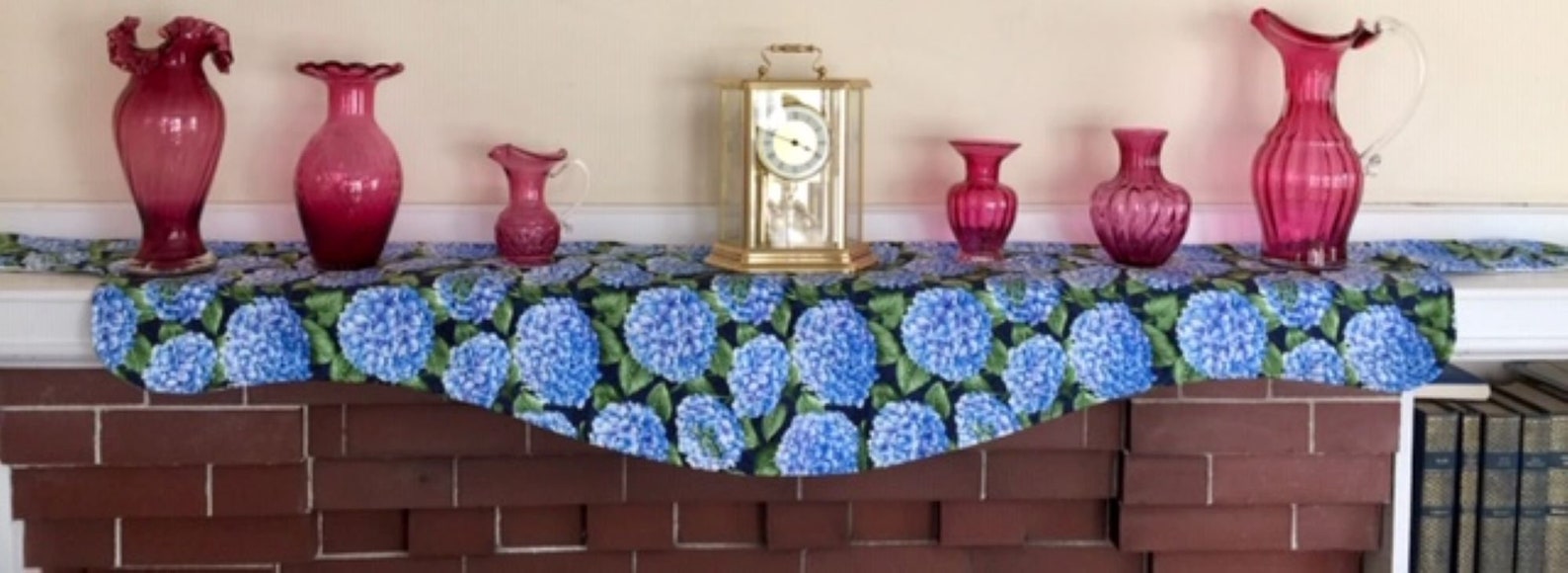 Hydrangea Fireplace Mantel Runner Spring Mantel Scarf Summer Etsy