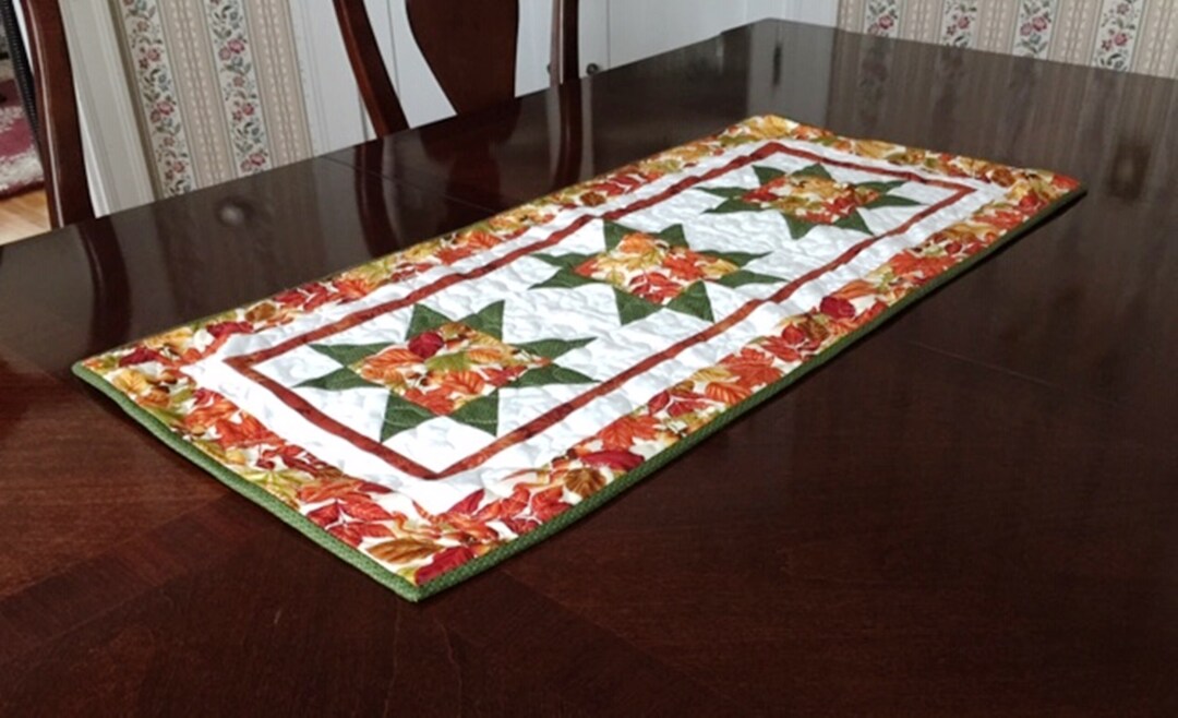 31 Inch Quilted Fall Table Runner,handmade Quilted Autumn Table Runner ...