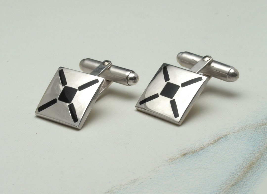 Silver Cufflinks With Radial Pattern - Etsy