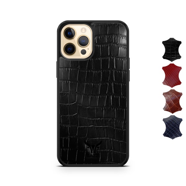 Case for iPhone 12, 12 Pro, 12 Pro Max, 12 Mini, 11, 11 Pro, 11 Pro Max case genuine leather shell back cover mobile phone case GAZZI KROKO