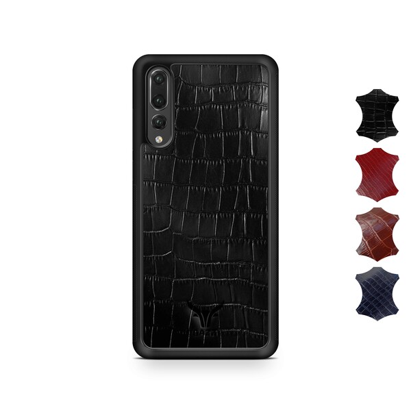 Hülle für Huawei P20 PRO, P20 Lite P30 Lite P40 P40 Lite Mate 40 Pro Case Echt Leder Schale BackCover Handyhülle GAZZI KROKO