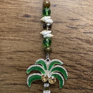 Palm Tree Rearview Mirror Charm, Plam Tree Pendant, Palm Tree Car Charm, Palm Tree Gifts, Beach lover gifts, Beach Car Charm, Beach Charm