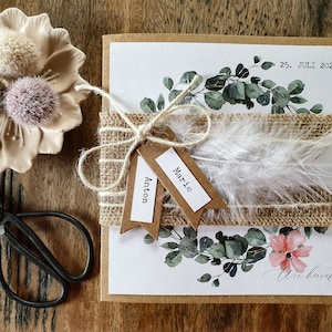 Ab 3,69 Euro: EINLADUNG HOCHZEIT Boho - Vintage | Eukalyptus | Hochzeitseinladung | Einladungskarte | Eucalyptus | Kraftpapier Thula