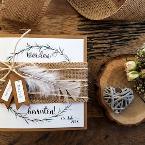 Ab 3,10 Euro: EINLADUNG HOCHZEIT Boho - Hochzeitseinladung | Einladungskarte | Hochzeitskarten | Vintage | Rosmarin| Kraftpapier RORY